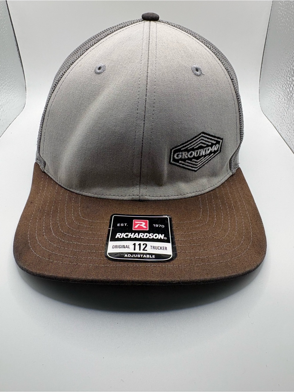 Ground 40 Richardson 112 Trucker Hat Gray Brown Snapback Mesh Cap NWT
